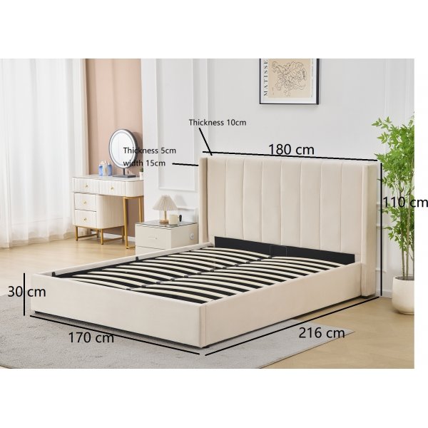 Sengeramme med oppbevaring inkludert hodegavl 160 x 200 cm beige - Bianca