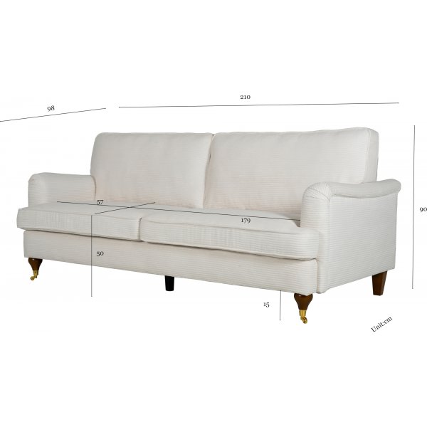 Howard 3-seters sofa - Beige kordfløyel Howard 3-seters sofa - Beige kordfløyel