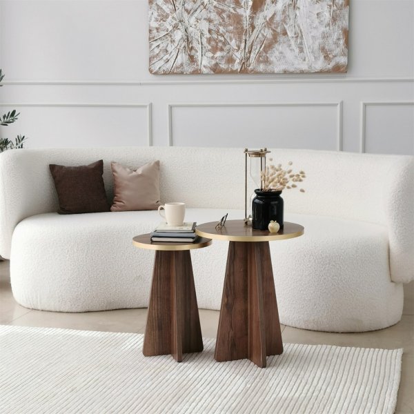 Sjampinjong sidebordsett �30/40 cm - Gull/valn�tt