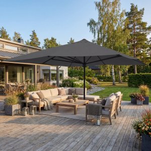 Stor firkantet parasoll 5x5m - Gr�