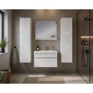Baderomspakke 60 cm hvit med LED-belysning - Venezia + Toalettpapirholder