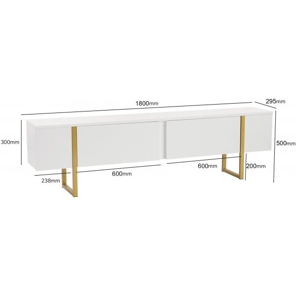 Serenity TV-stativ 180 cm - Hvit/gull
