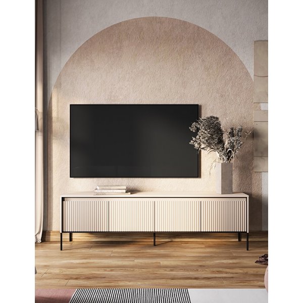 TV-stativ med LED - Beige/svart