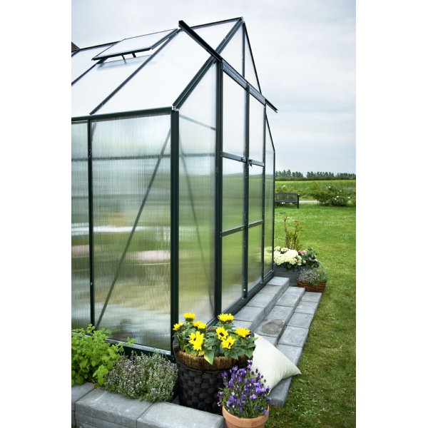 Magnum drivhus - 9,9 m svart, med herdet glass