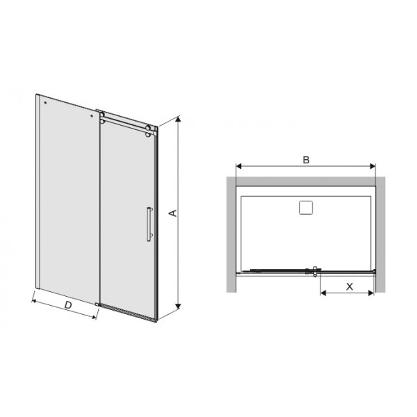 Altus dusjdør, skyvedør - 8 mm glass (mange størrelser) Altus dusjdør, skyvedør - 8 mm glass (mange størrelser)