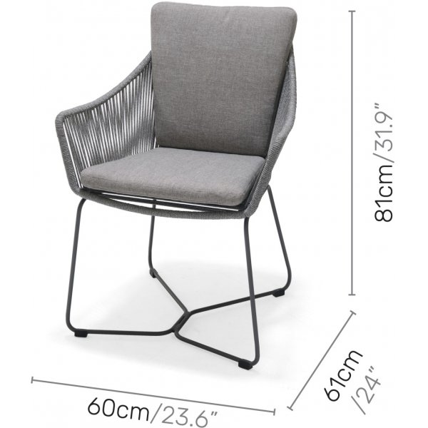 Livsstil Hage Opal utegruppe med 220 cm langt spisebord og 6 spisestoler - Gr / Tau