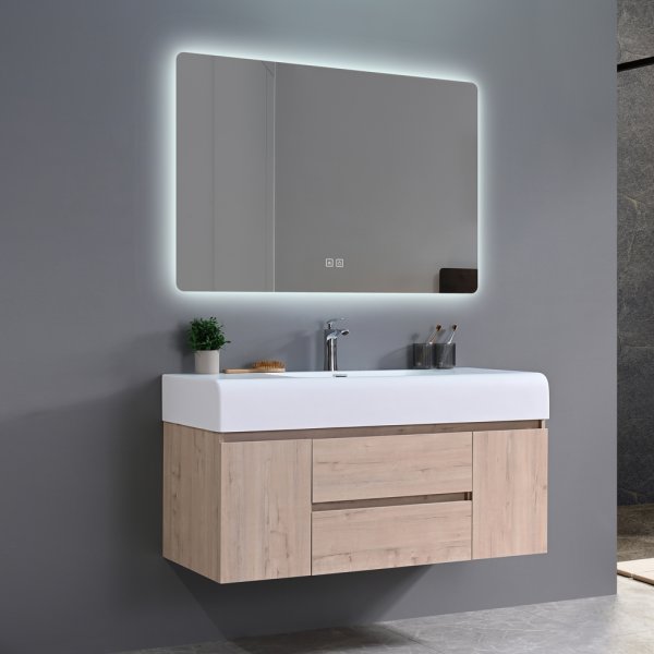 Baderomsmbler Miami 120 cm - Lyst tre + Toalettpapirholder