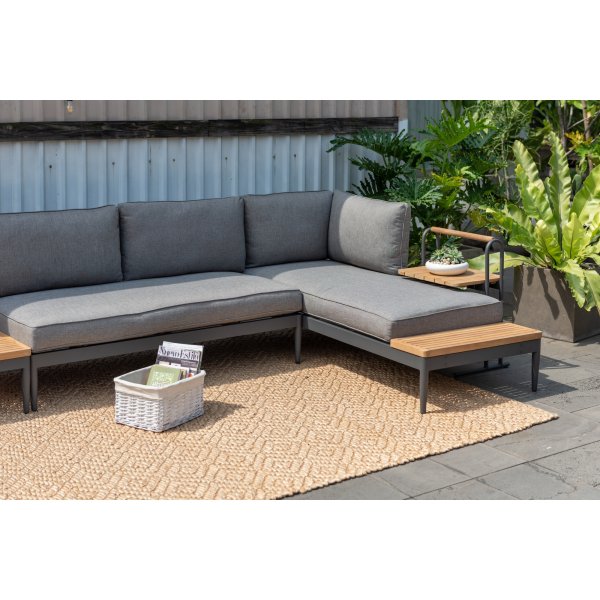 Livsstil Hage Topaz salonggruppe med divan - Grå/teak Livsstil Hage Topaz salonggruppe med divan - Grå/teak