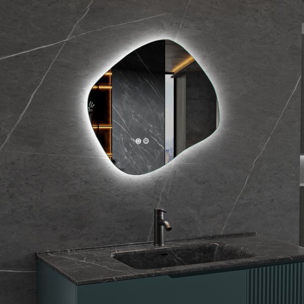 LED-speil 80x72 cm med antidugg og justerbar belysning