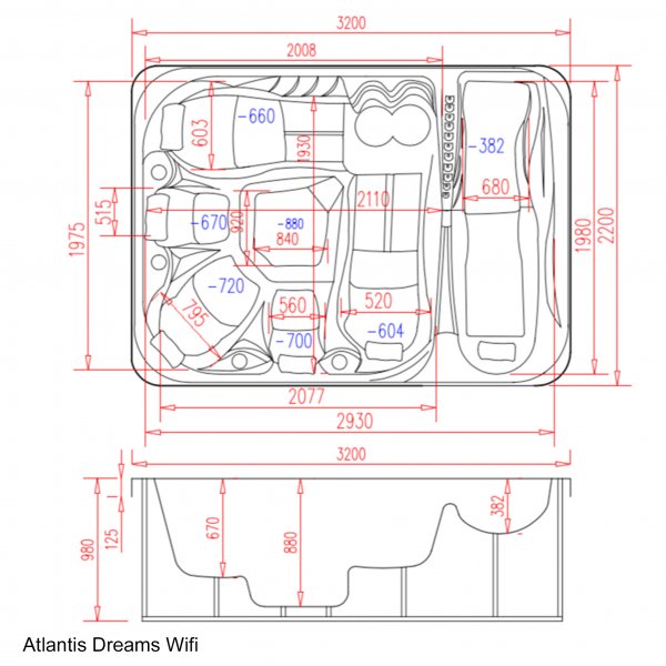Boblebad Atlantis Dreams WiFi Blackline - 6 personer Boblebad Atlantis Dreams WiFi Blackline - 6 personer
