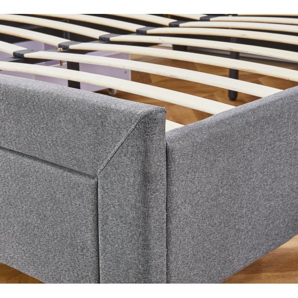 Sengeramme med oppbevaring inkludert hodegavl 180 x 200 cm - Gr�