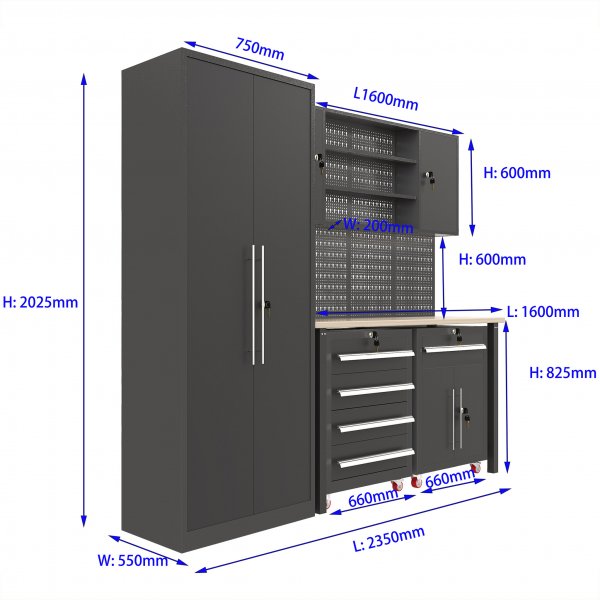 Garasjeinnredning - komplett oppbevaringssystem med 4 verkt�ytavler