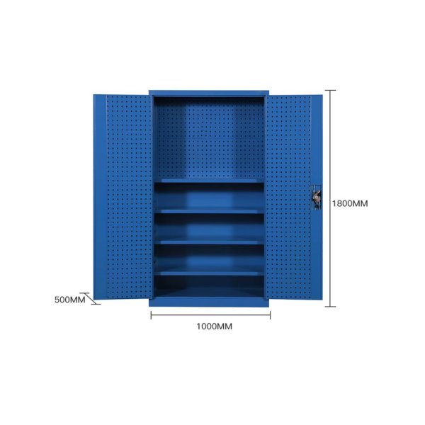 Garasjeskap med dobbeldør og hullplate | 100x50x180cm | Blå Garasjeskap med dobbeldør og hullplate | 100x50x180cm | Blå