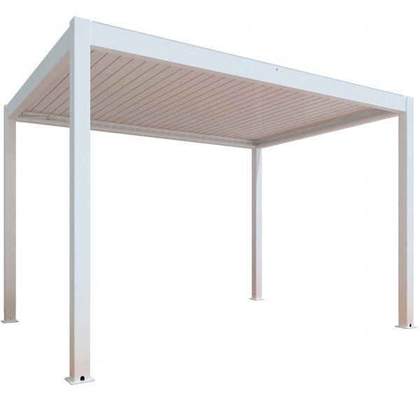 Motorisert pergola 4x3m | Aluminium | Innebygd LED-belysning | Hvit Motorisert pergola 4x3m | Aluminium | Innebygd LED-belysning | Hvit