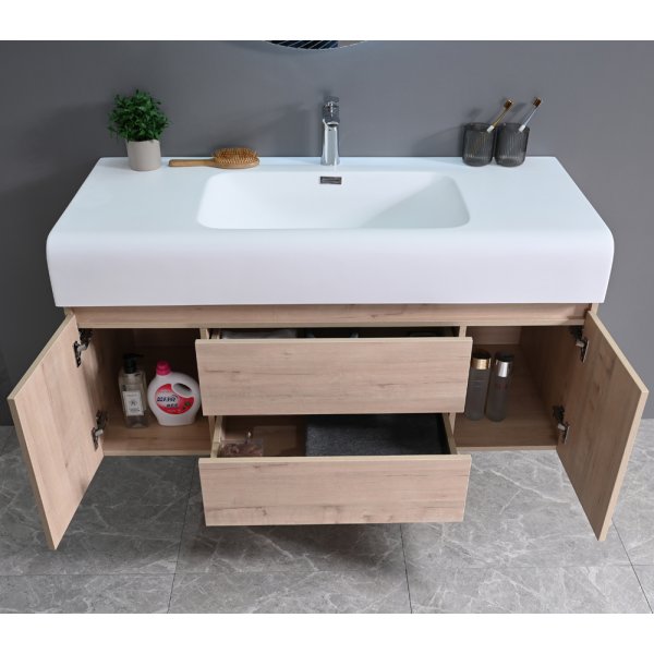 Baderomsmbler Miami 120 cm - Lyst tre + Toalettpapirholder