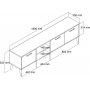 Exxen TV-benk 180 cm - Eik/hvit