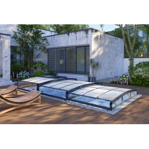 Bassengtak 6x3m polykarbonat uten rekkverk svart