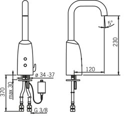 Oras Servantbatteri, 6 V Electra 6330F