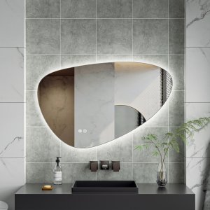 Speil - Tivoli | Asymmetrisk | LED-belysning, dimbar og antidugg Speil - Tivoli | Asymmetrisk | LED-belysning, dimbar og antidugg