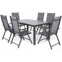 Utespisegruppe Ibiza bord 150cm + 6 stoler - Gr/mrkegr