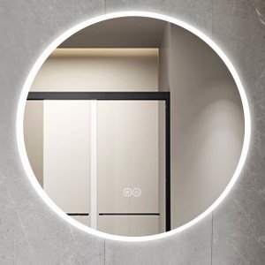 Rundt baderomsspeil 100 cm med LED-belysning, antidugg og berringskontroll