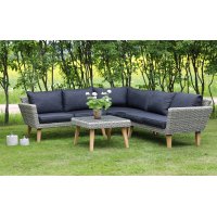 Gransholm utemøbelgruppe hjørnesofa med bord - Natur kunstrotting Gransholm utemøbelgruppe hjørnesofa med bord - Natur kunstrotting