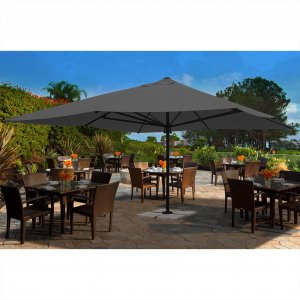 Firkantet premium parasoll - 5x5m + Tekstilimpregnering for utembler