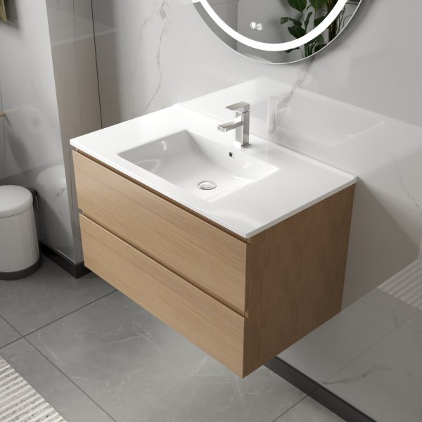 Baderomsmbler Milan 80 cm - Lyst tre