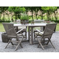 Spisegruppe Saltö grå teak: Klaffbord inkl. 4 stk. Saltö karmstoler i grå teak Spisegruppe Saltö grå teak: Klaffbord inkl. 4 stk. Saltö karmstoler i grå teak