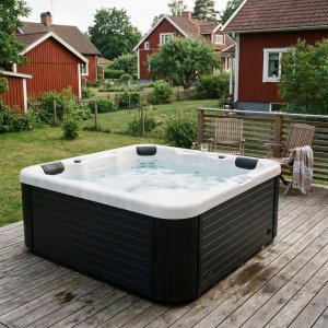 Utend�rs boblebad med 5 seter 200x200 cm Nordamist - Hvit akryl