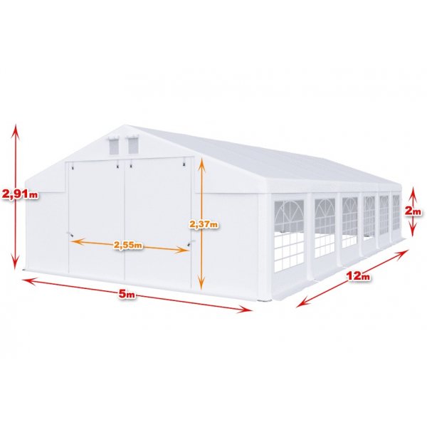 Partytelt i PVC - 5 x 12 m