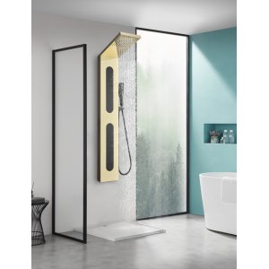 Zeri dusjpanel - speil i gull og svart rustfritt stl