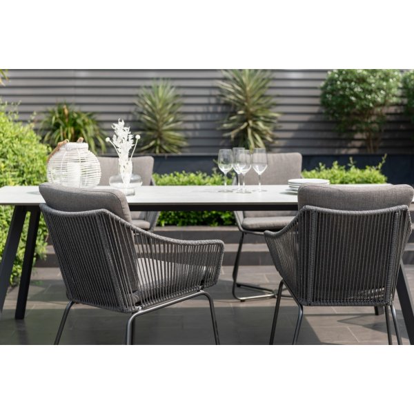 Livsstil Hage Opal utegruppe med 220 cm langt spisebord og 6 spisestoler - Gr / Tau