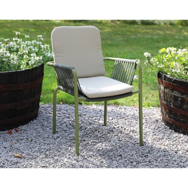 Lincoln stabelbar utestol - Grnn med beige pute