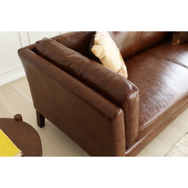Sofa 3-seter brun vintage PU 198 cm - Heritage Sofa 3-seter brun vintage PU 198 cm - Heritage