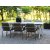 Oxford utendørs spisegruppe; grått/hvitt bord 220 cm inkl. 6 stk. Lincoln stabelbare karmstoler grå/beige