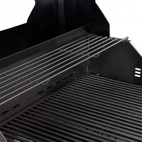 Gassgrill i rustfritt st�l med varmluftfunksjon og sidebrenner