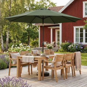 Parasoll Fj�llbacka �200 cm m�rkegr�nn balkong Gardeney