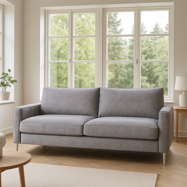 Nordisk sofa 3-seter 219 cm - Gr�beige imitert skinn