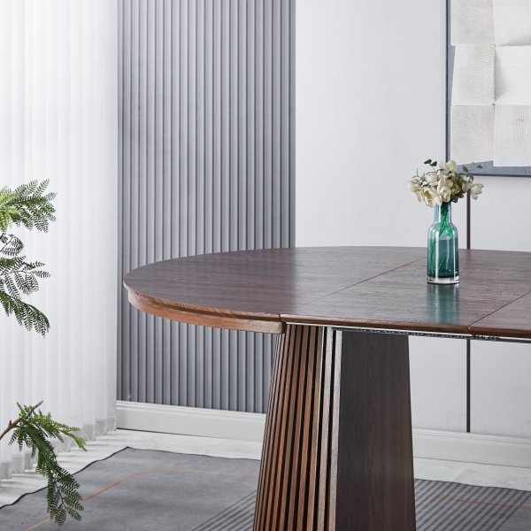 Crossby rundt spisebord uttrekkbart �120-200 cm - Valn�tt
