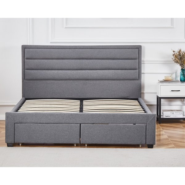Sengeramme med oppbevaring inkludert hodegavl 160 x 200 cm gr�