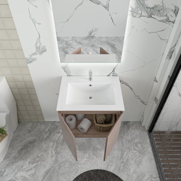 Baderomsmbler Stockholm 60 cm - Mrk treimitasjon + 2.00 x Baderomskrok