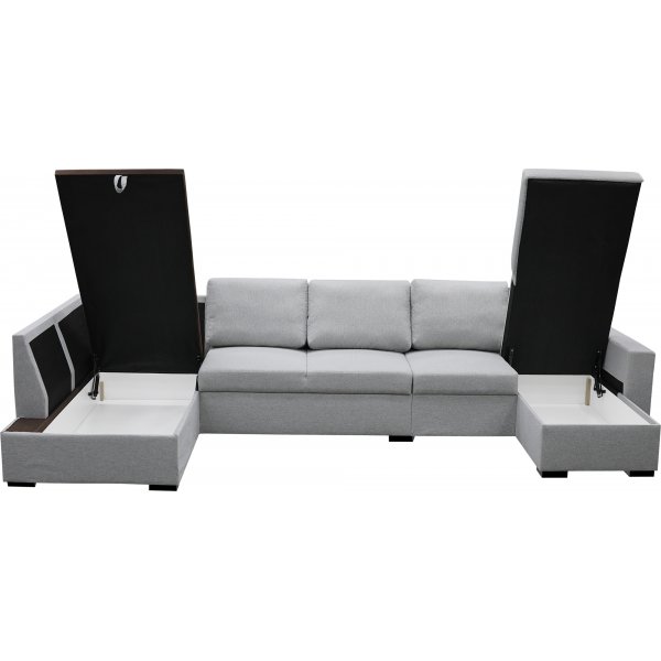 U-formet sofa med oppbevaring 367 cm grå U-formet sofa med oppbevaring 367 cm grå