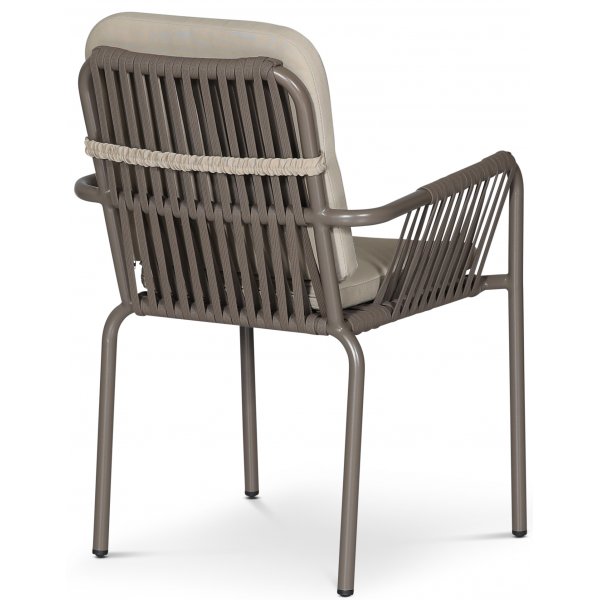 Utestol stabelbar gr� med beige pute - Lincoln