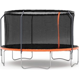 Trampoline med sikkerhetsnett svart/oransje + Stige til trampoline