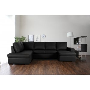 Solna U-sofa i svart PU A3D Solna U-sofa i svart PU A3D
