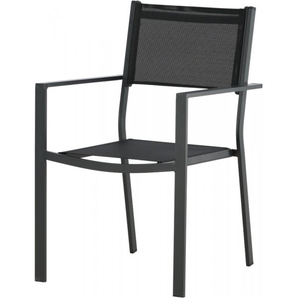 Matvaregruppen i Chania; 6 Copacabana-stoler med spisebord 205 x 90 cm - Svart/natur + Tekstilimpregnering for utembler