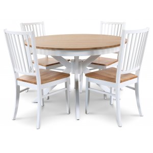 Troms� rundt spisebord 120 cm - Hvit / Eik