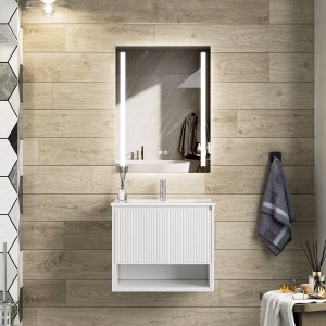Baderomspakke - Aurelia | Myktlukkende skuffer og LED-speil | 60 cm Baderomspakke - Aurelia | Myktlukkende skuffer og LED-speil | 60 cm