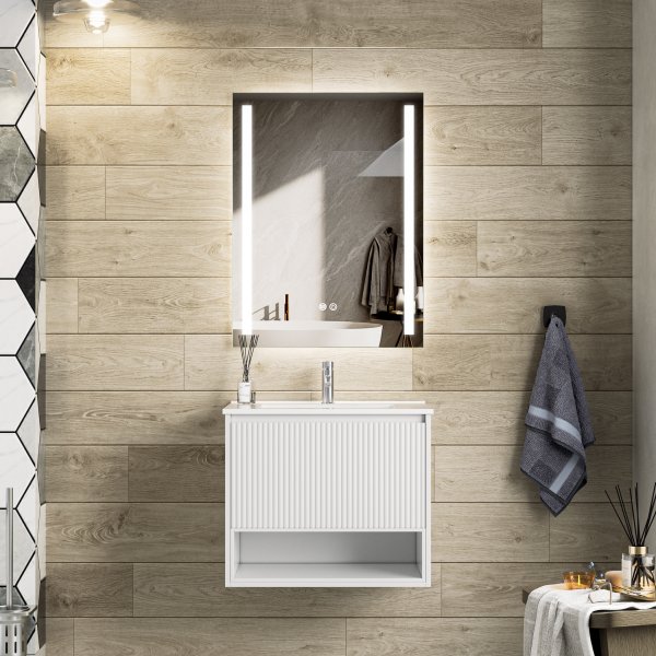 Baderomspakke - Aurelia | Myktlukkende skuffer og LED-speil | 60 cm